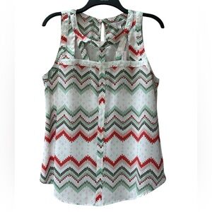 NWT Candies Chevron Patterned Cut Out Tank Top Size L